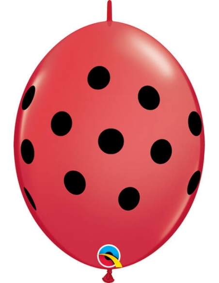 Globo Big Polka Dots Quick Link 15cm Rojo y Tinta Negra