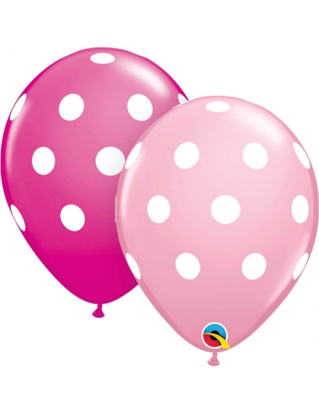 Globo Big Polka Dots Redondo 28cm Rosa y Fucsia