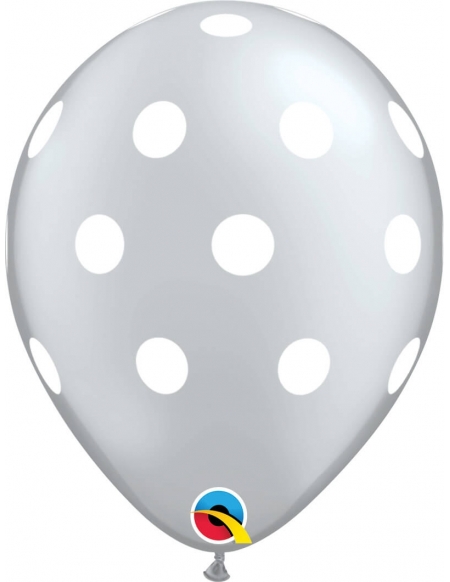 Globo Big Polka Dots Redondo 28cm Plata