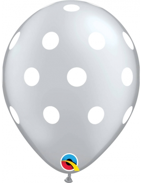 Globo Big Polka Dots Redondo 28cm Plata