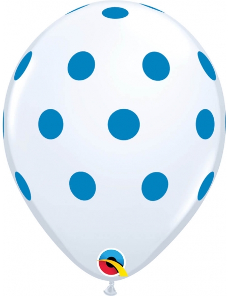 Globo Big Polka Dots Redondo 28cm Blanco y Tinta Azul