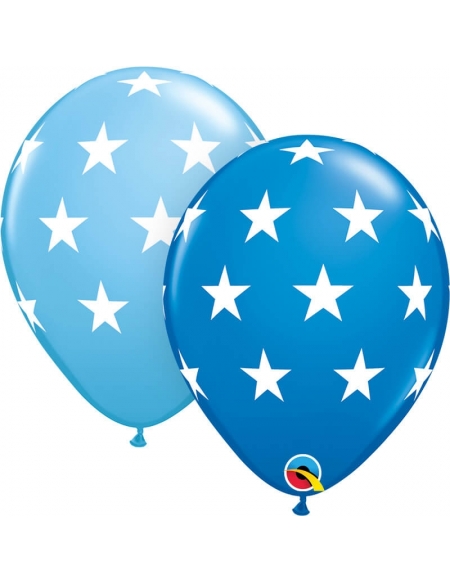 Globo Big Stars Redondo 28cm Azul Oscuro y Azul Baby