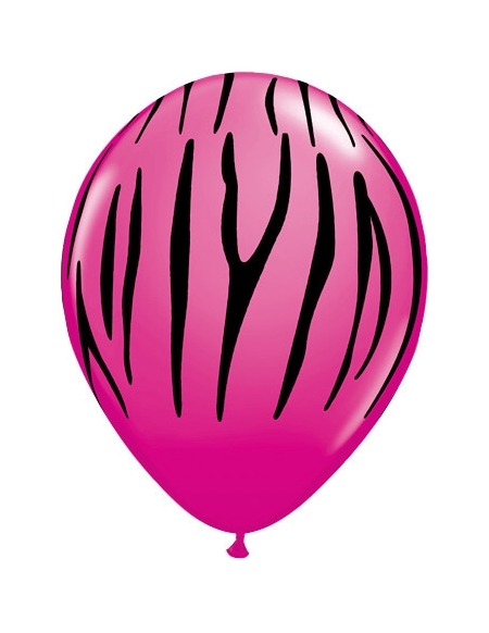 Globo Zebra Rayas Redondo 28cm Fucsia