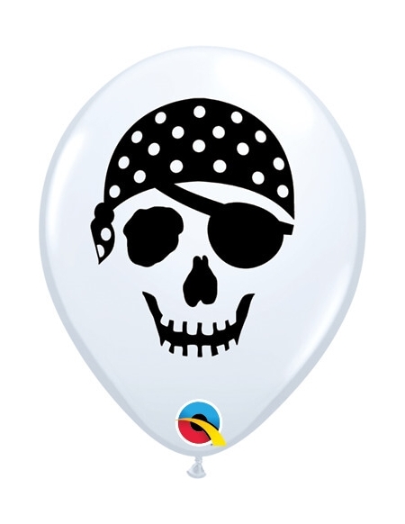Globo Pirate Skull Redondo 13cm Blanco