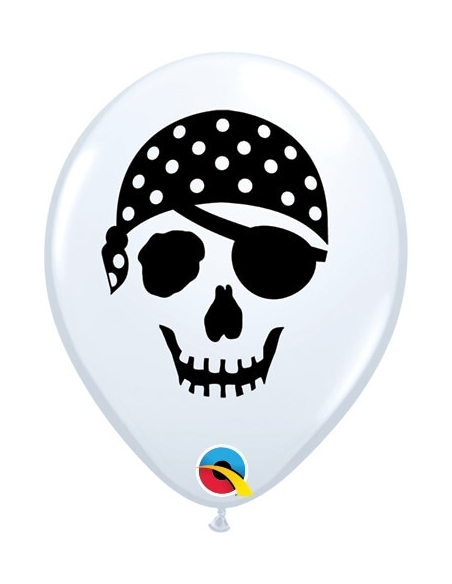 Globo Pirate Skull Redondo 13cm Blanco