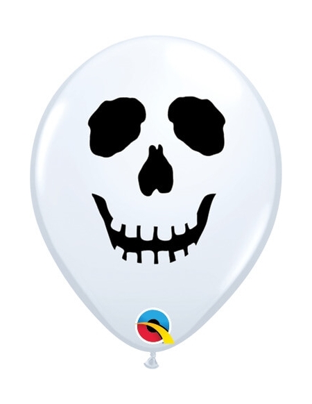 Globo Skull Face Redondo 13cm Blanco