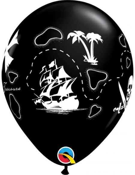 Globo Pirates Treasure Map Redondo 28cm Negro