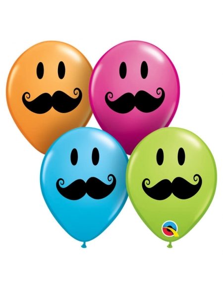 Globo Smile Face Mustache Redondo 13cm Surtido