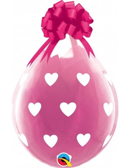 Globo Stuffing Big Hearts Redondo 45cm Transparente
