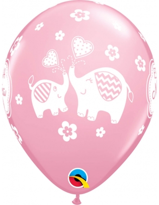 Globo Es Una Niña Elephants Redondos 28cm Rosa Baby 2