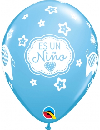 Globo Es Un Niño Elephants Redondos 28cm Azul Baby
