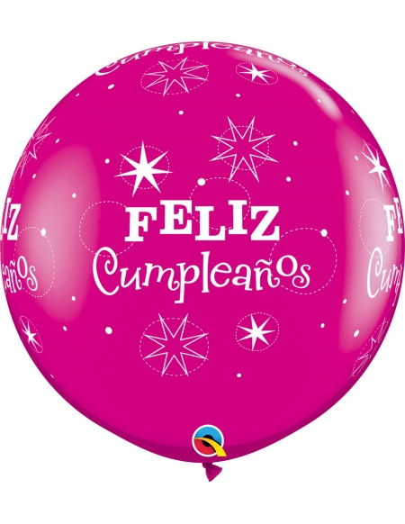 Globo Feliz Cumpleaños Sparkle Redondo 91cm Fucsia