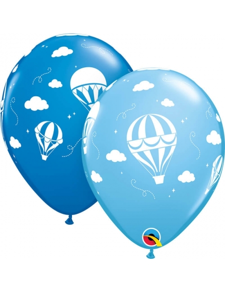Globo Hot Air Balloons Redondo 28cm Celeste y Azul