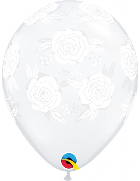 Globo Roses in Bloom Redondo 28cm Transparente