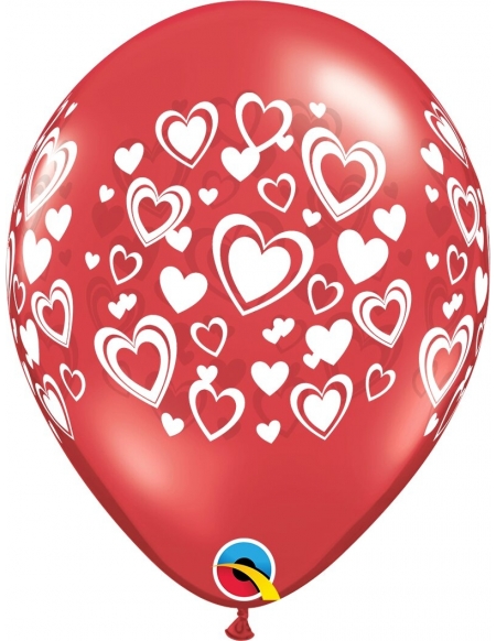 Globo Corazones Dobles Redondo 28cm Rojo