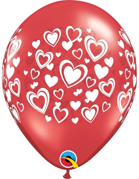 Globo Corazones Dobles Redondo 28cm Rojo