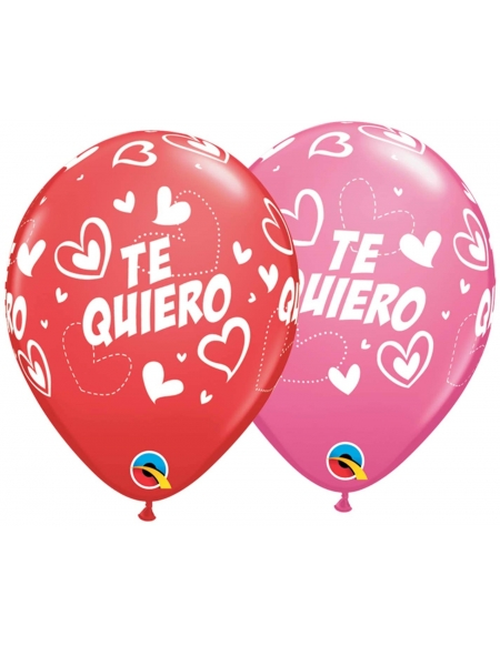 Globo Te Quiero Mix and Match Redondo 28cm Rojo y Rosa