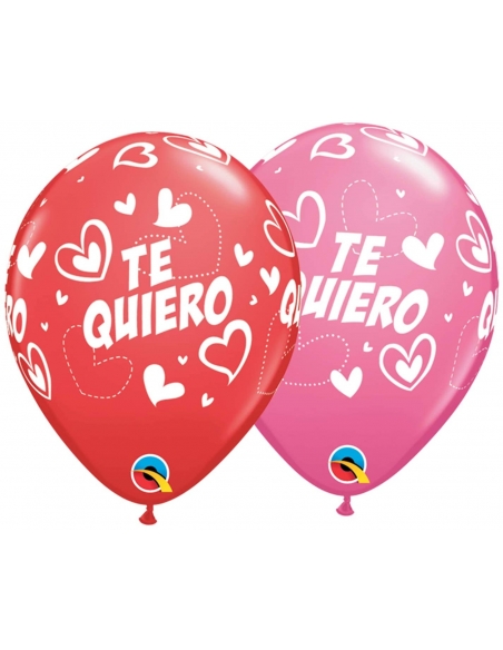 Globo Te Quiero Mix and Match Redondo 28cm Rojo y Rosa