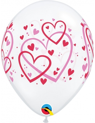 Globo Corazones Estampados Rojo y Rosa Redondo 28cm