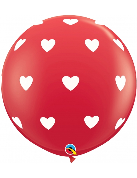 Globo Corazones Grandes Redondo 91cm Rojo