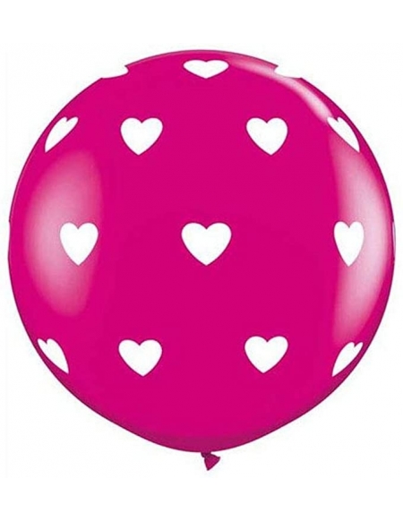 Globo Corazones Grandes Redondo 91cm Fucsia