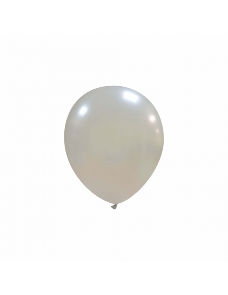 Globos Latex Redondos 13cm Metalizado Plata ML38