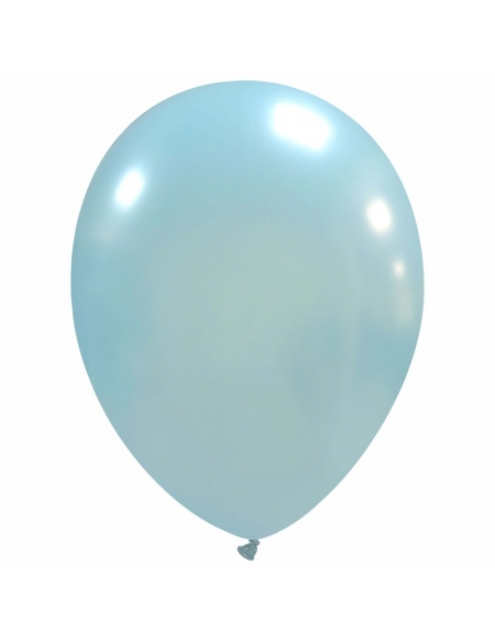 Globos Latex Redondos 25cm Metalizado Celeste ML35