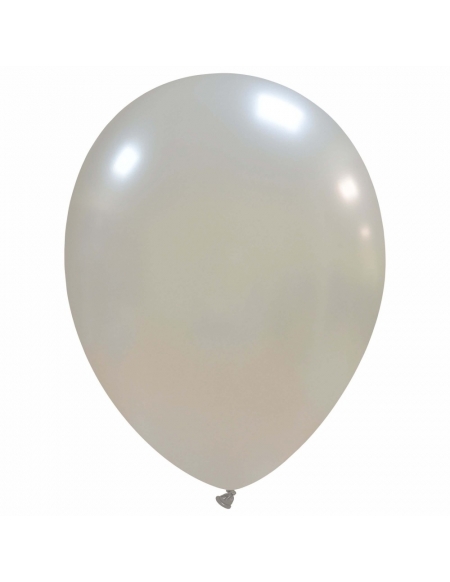 Globos Latex Redondos 25cm Metalizado Plata ML38