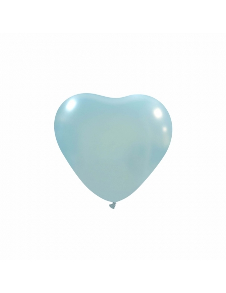 Globos Latex Corazon 13cm Metalizado Celeste ML35