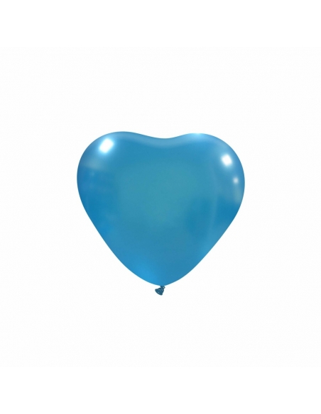 Globos Latex Corazon 13cm Metalizado Azul ML36