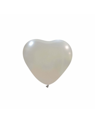 Globos Latex Corazon 13cm Metalizado Plata ML38