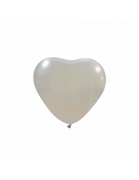 Globos Latex Corazon 13cm Metalizado Plata ML38