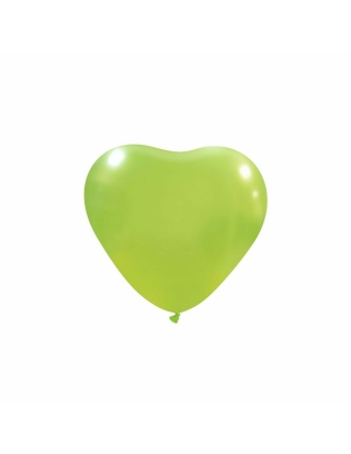 Globos Latex Corazon 13cm Metalizado Verde Lima