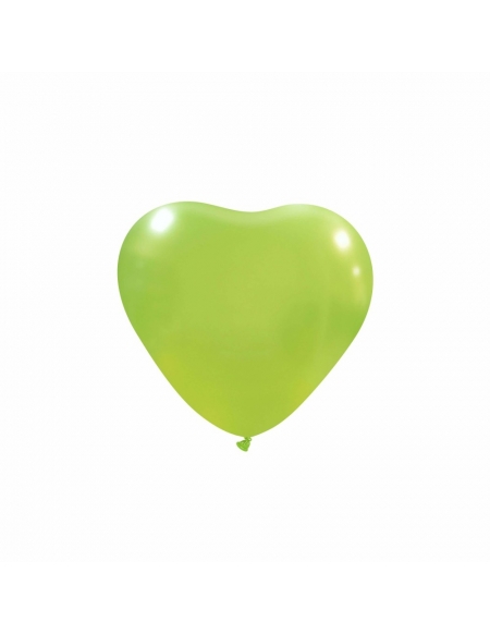 Globos Latex Corazon 13cm Metalizado Verde Lima