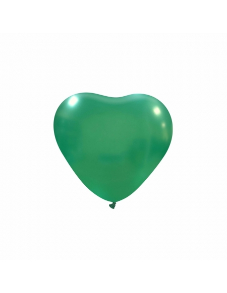 Globos Latex Corazon 13cm Metalizado Verde Oscuro