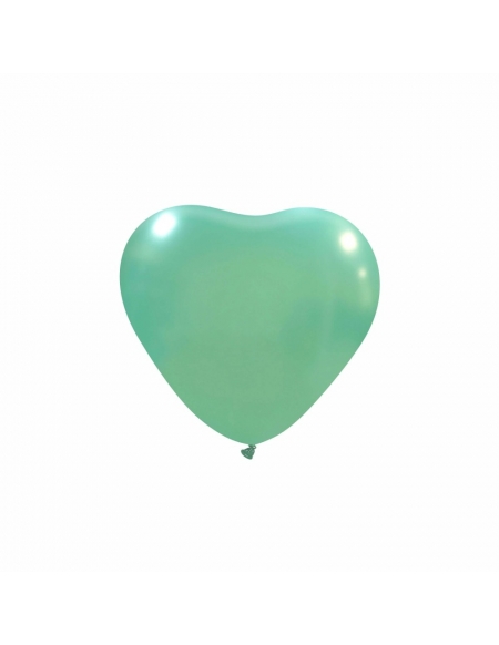 Globos Latex Corazon 13cm Metalizado Aguamarina