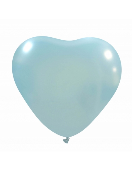 Globos Latex Corazon 40cm Metalizado Celeste ML35