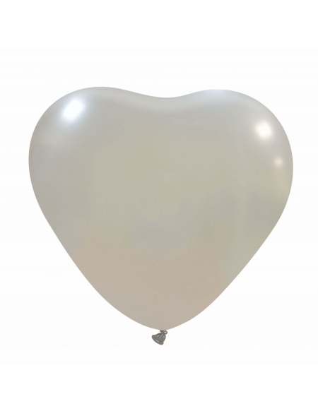 Globos Latex Corazon 40cm Metalizado Plata ML38