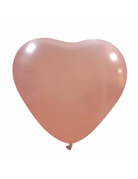 Globos Latex Corazon 40cm Metalizado Rosa Oro