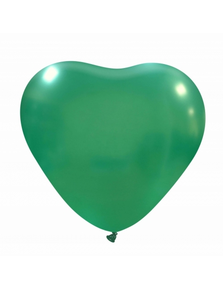 Globos Latex Corazon 40cm Metalizado Verde Oscuro