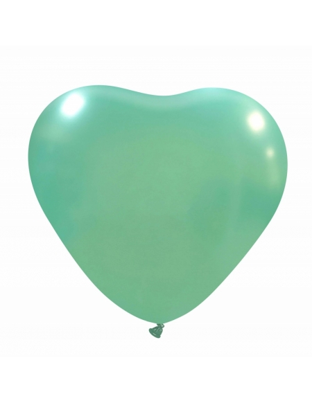 Globos Latex Corazon 40cm Metalizado Aguamarina