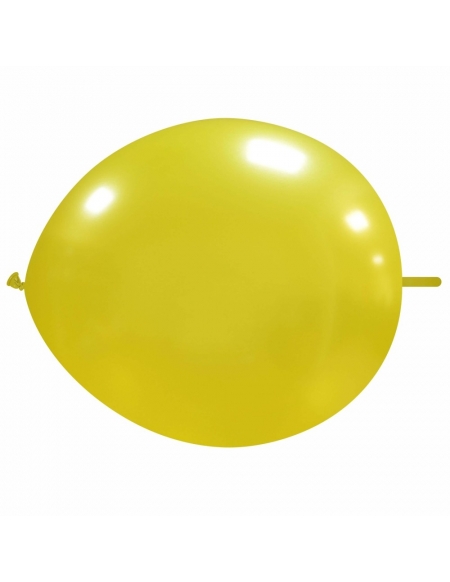 Globos Latex Redondos 2 Nudos 35cm Metalizado Amarillo ML30