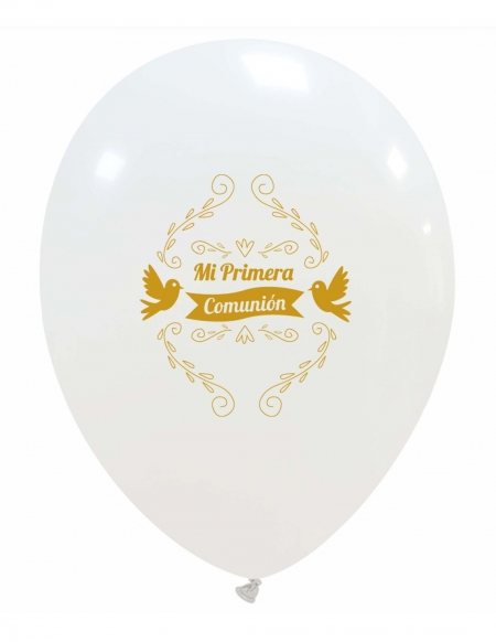 Globo Mi Primera Comunion Redondo 30cm Blanco