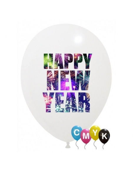 Globo Happy New Year Redondo 30cm a Todo Color