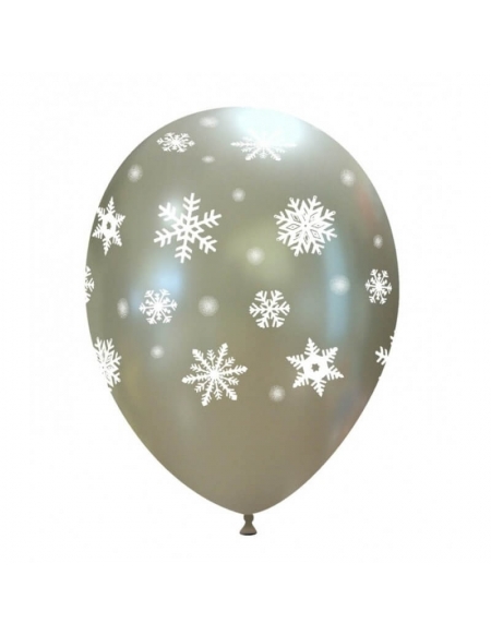 Globo Copos de Nieve Redondo 30cm Plata