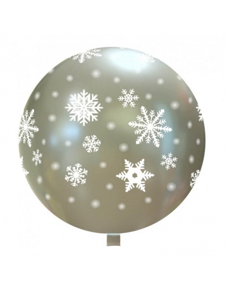 Globo Copos de Nieve Esferico 75cm Plata