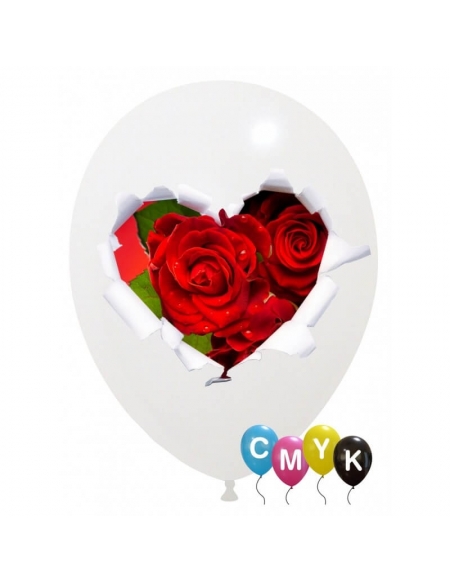 Globo Corazon Rosas Redondo 30cm a Todo Color