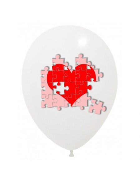 Globo Corazon Puzzle Redondo 30cm Blanco