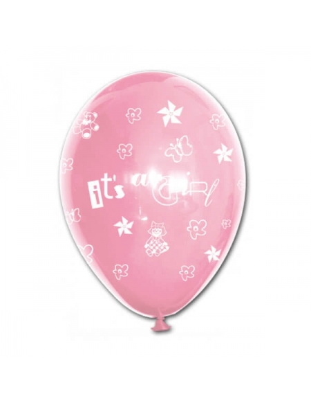 Globos Its a Girl Latex Redondos 30cm Pastel Rosa