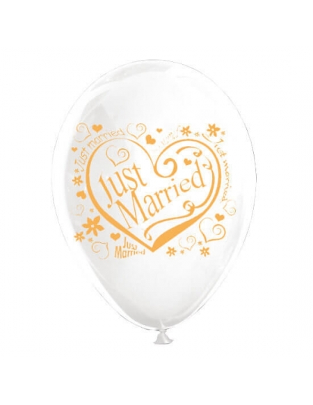 Globos Just Married Latex Redondos 30cm Pastel Blanco